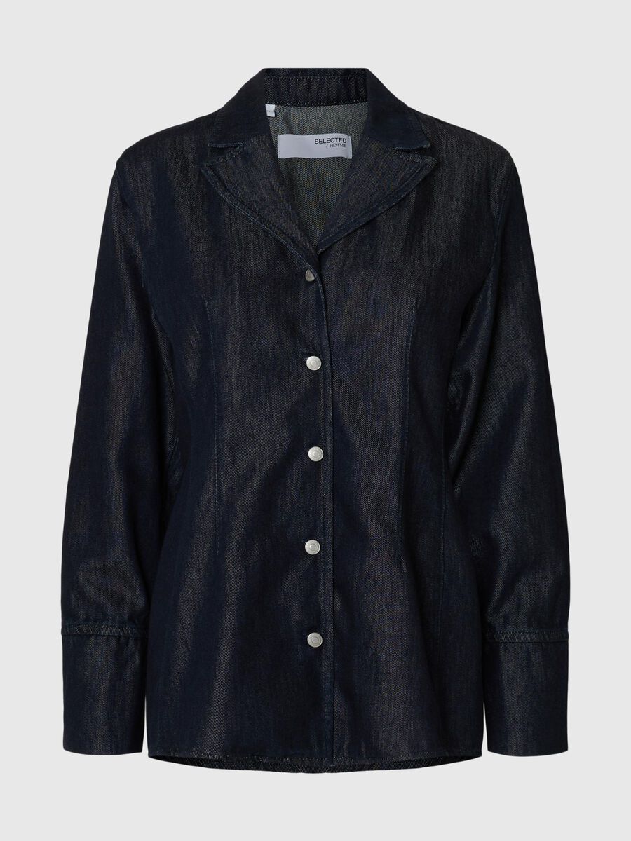 Selected TAILORED DENIM SHIRT, Dark Blue Denim, highres - 16098985_DarkBlueDenim_001.jpg