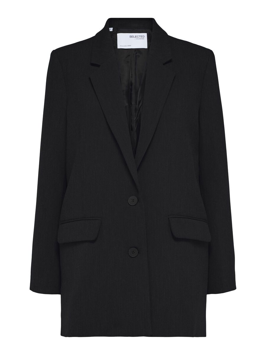 Selected LONG BLAZER À SIMPLE BOUTONNAGE, Black, highres - 16091541_Black_001.jpg