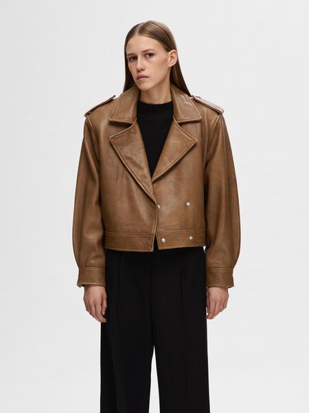 Selected STRUCTURED LEATHER JACKET, Coca Mocha, highres - 16095121_CocaMocha_003.jpg