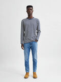 Selected STRIPED ORGANIC COTTON T-SHIRT, Dark Blue Melange, highres - 16080136_DarkBlueMelange_861581_005.jpg