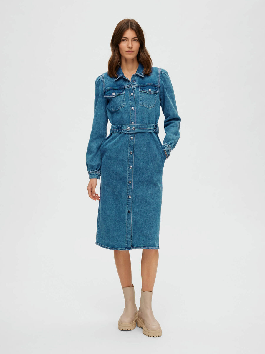 Selected DENIM MIDI DRESS, Light Blue Denim, highres - 16088322_LightBlueDenim_003.jpg