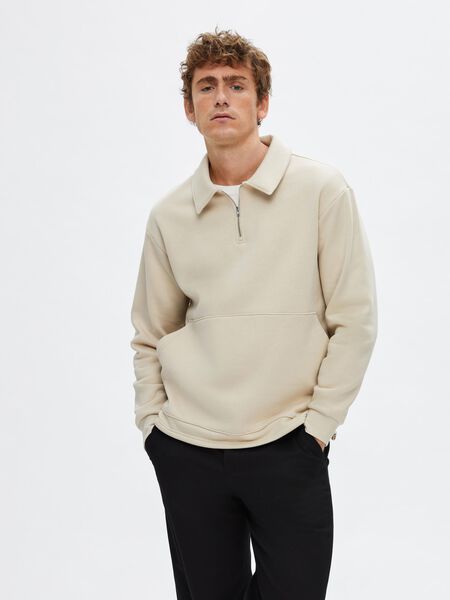 Selected KORT LYNLÅS SWEATSHIRT, Oatmeal, highres - 16092719_Oatmeal_003.jpg