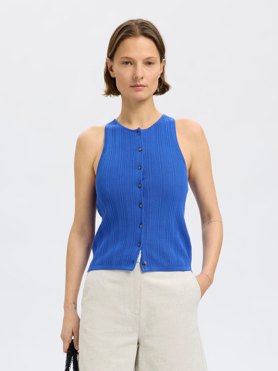 Selected KNITTED SLEEVELESS TOP, Dazzling Blue, highres - 16097536_DazzlingBlue_003.jpg