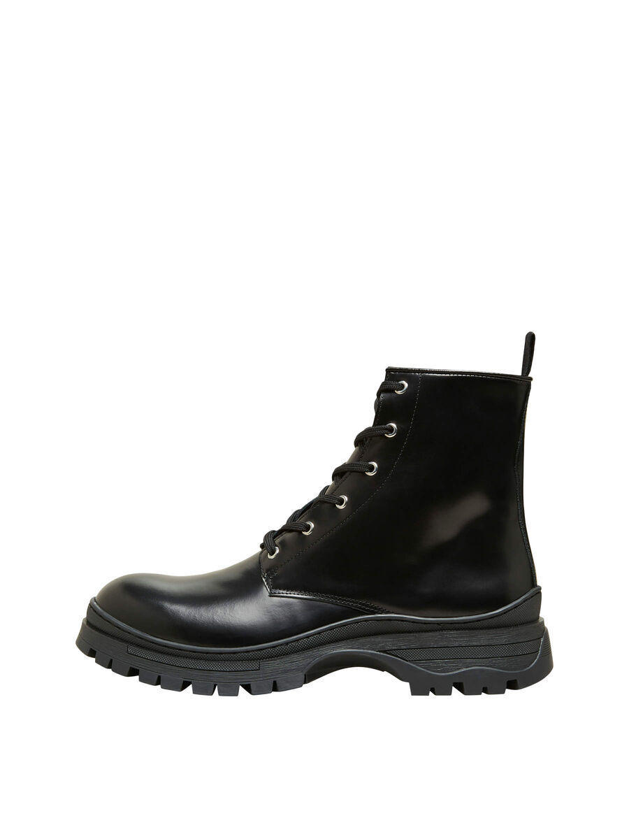 Selected AVEC LACETS BOTTES EN CUIR, Black, highres - 16081338_Black_001.jpg