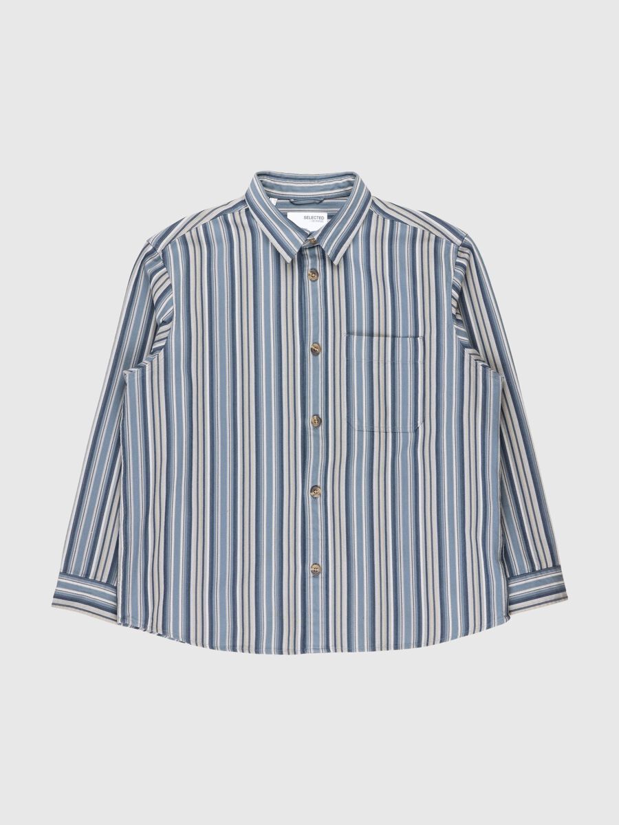 Selected STRIPED COTTON OVERSHIRT, Stormy Weather, highres - 80000345_StormyWeather_001.jpg