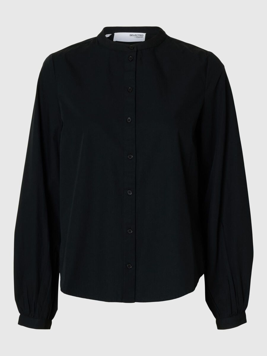 Selected 100% COTTON LONG SLEEVED SHIRT, Black, highres - 16097908_Black_001.jpg