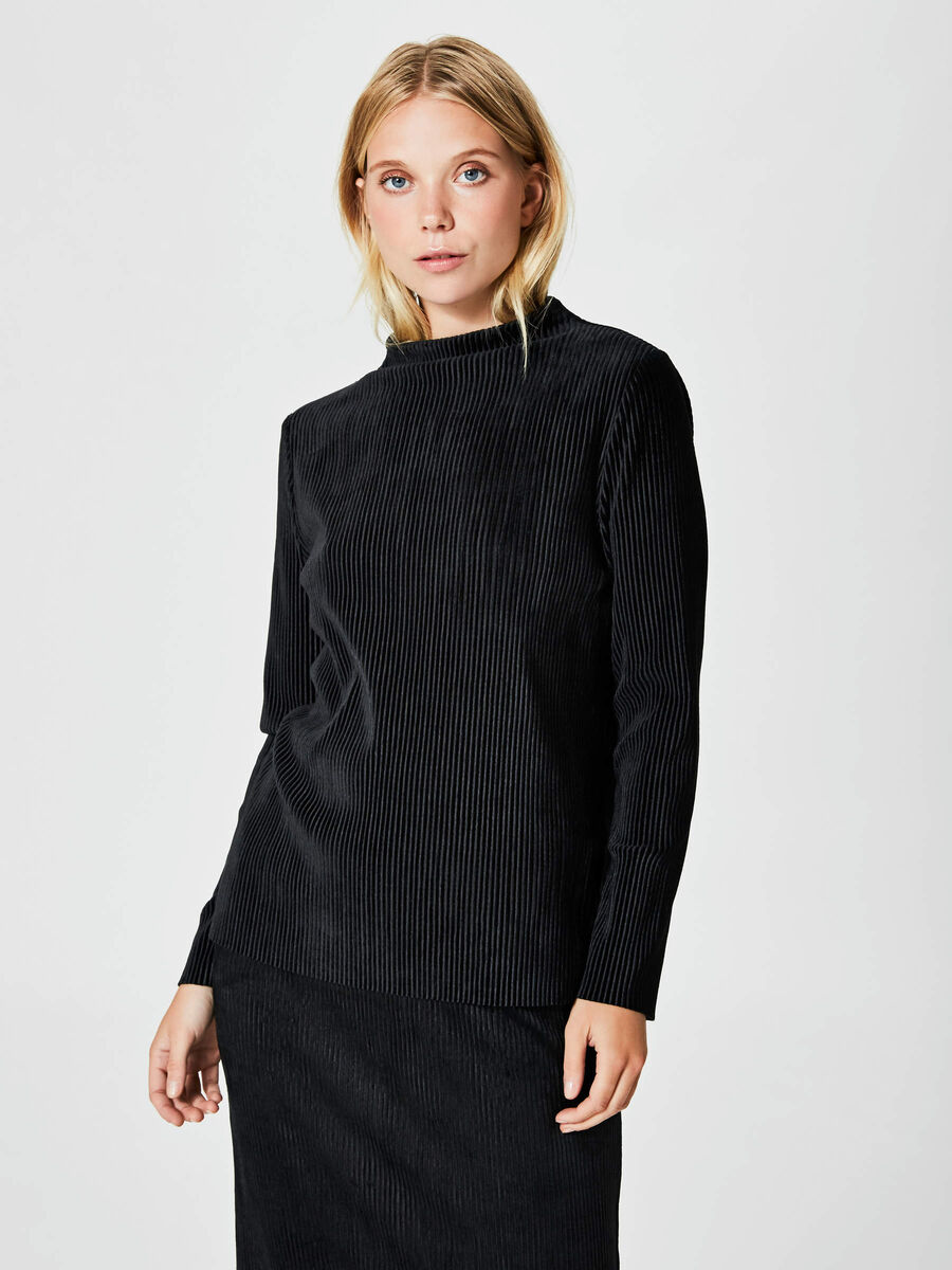 Selected VELOUR - LANGÆRMET BLUSE, Black, highres - 16058232_Black_003.jpg