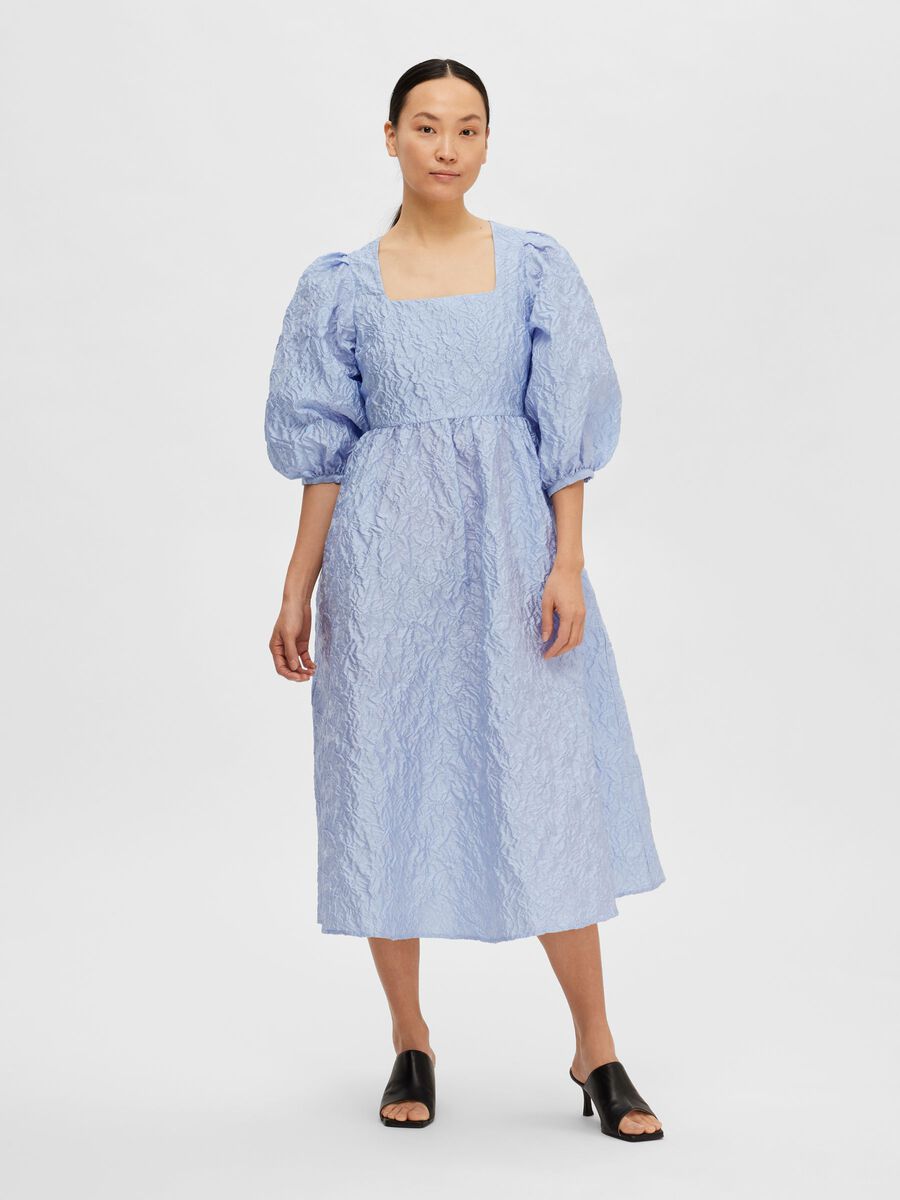 Selected PUFF-SLEEVED ROBE MI-LONGUE, Blue Heron, highres - 16088991_BlueHeron_005.jpg