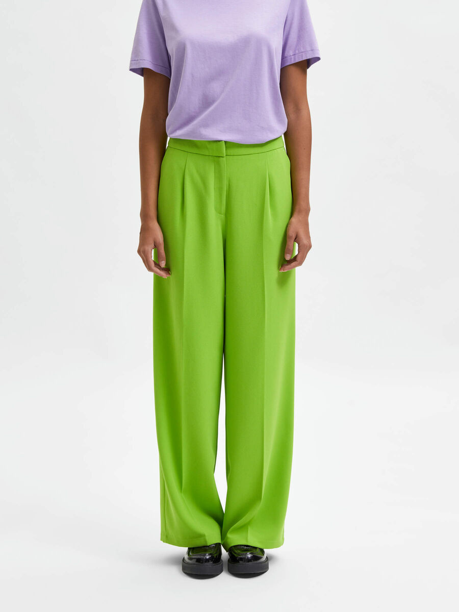 Selected TAILLE MI-HAUTE, JAMBES AMPLES - PANTALON, Greenery, highres - 16071485_Greenery_003.jpg