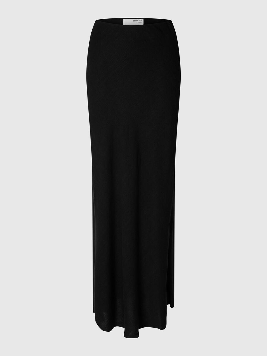 Selected VISCOSE BLEND  MAXI SKIRT, Black, highres - 16096445_Black_001.jpg