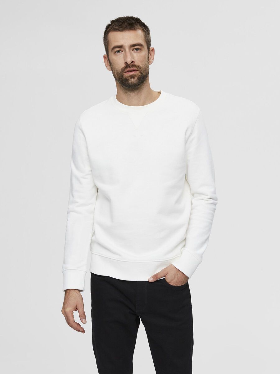 Selected KLASSISK SWEATSHIRT, Egret, highres - 16077366_Egret_003.jpg