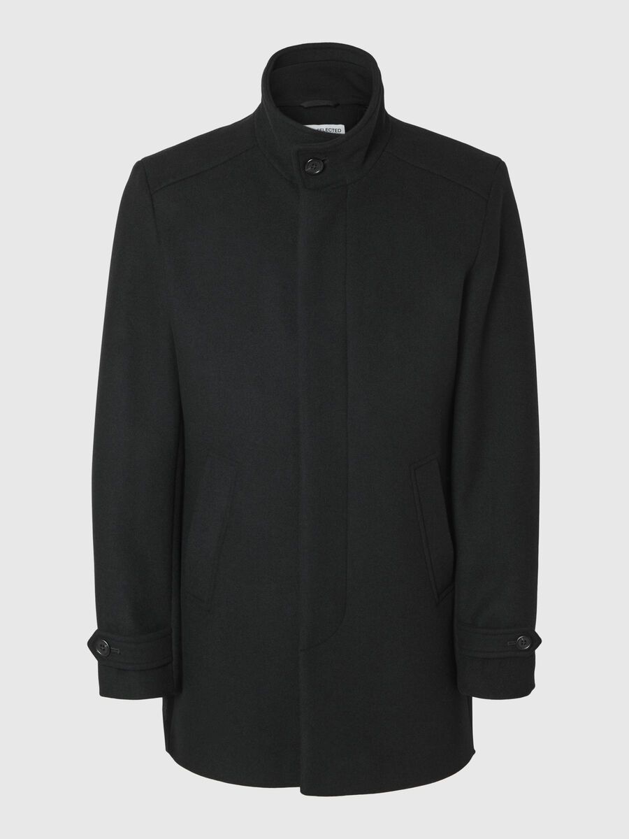 Selected WOOL BLEND COAT, Black, highres - 16094322_Black_001.jpg
