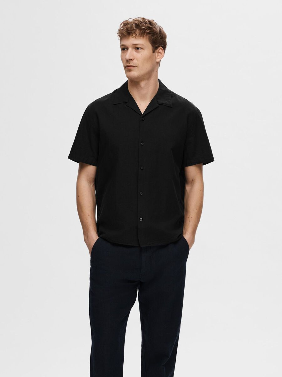 Selected SHORT-SLEEVED SHIRT, Black, highres - 16092978_Black_003.jpg