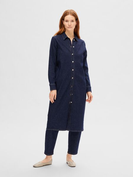 Selected MØRKEBLÅ DENIM MIDIKJOLE, Dark Blue Denim, highres - 16092276_DarkBlueDenim_003.jpg