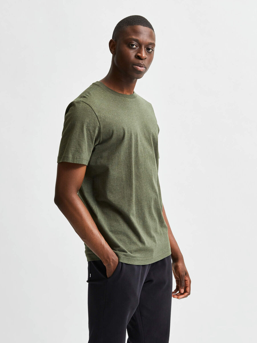 Selected KOMPAKT ØKOLOGISK BOMULDS 180G - T-SHIRT, Forest Night, highres - 16077365_ForestNight_861556_003.jpg