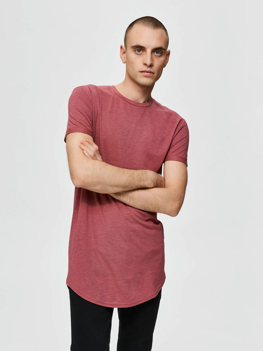 Selected LONG ARRONDI - T-SHIRT, Cranberry, highres - 16077108_Cranberry_003.jpg