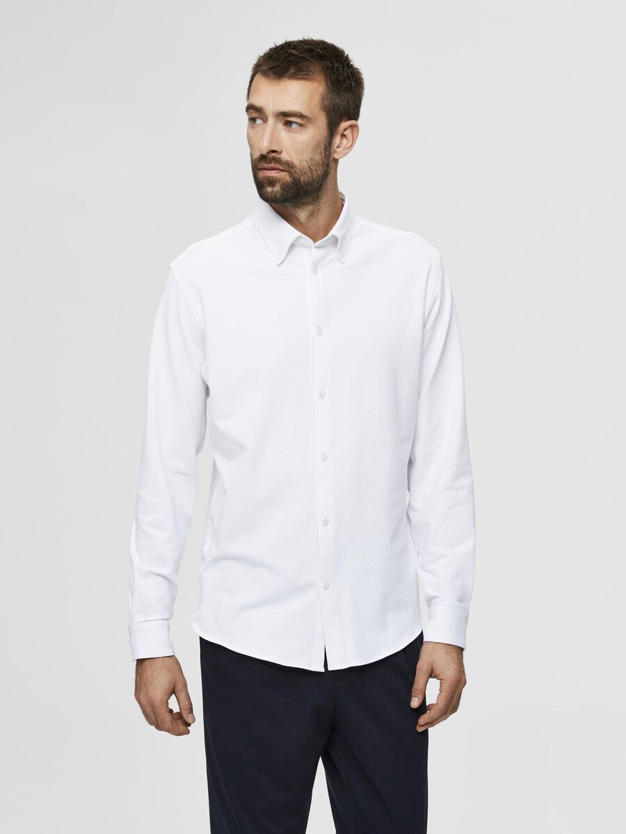 Selected COMFORTABLE ORGANIC COTTON KNIT - SHIRT, Bright White, highres - 16077357_BrightWhite_003.jpg