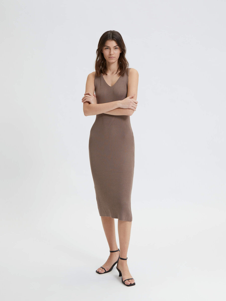 Selected SLEEVELESS KNITTED DRESS, Pine Bark, highres - 16084320_PineBark_003.jpg