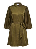 Selected CURVE BALLOON SLEEVED SHIRT DRESS, Dark Olive, highres - 16084735_DarkOlive_001.jpg