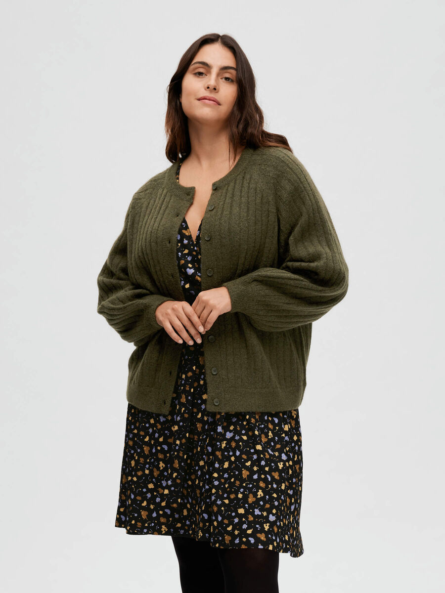 Selected RIBBED CURVE KNITTED CARDIGAN, Ivy Green, highres - 16087439_IvyGreen_981510_003.jpg