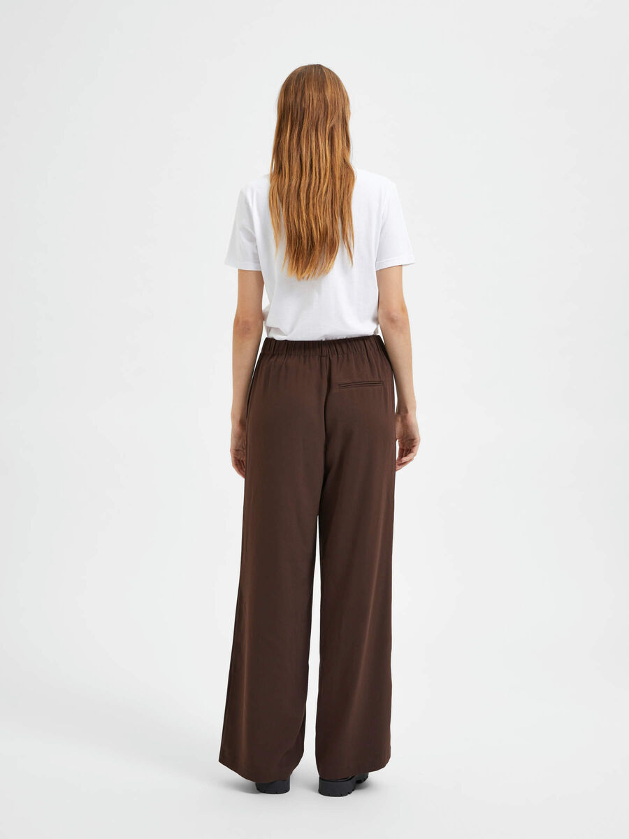 Selected WIDE ELASTIC WAISTBAND TROUSERS, Java, highres - 16080551_Java_004.jpg
