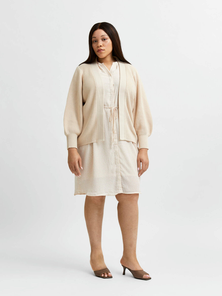 Selected CURVE KORT BALLONÆRME CARDIGAN, Sandshell, highres - 16082148_Sandshell_005.jpg