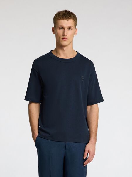 Selected RELAXED FIT T-SHIRT MIT RUNDHALSAUSSCHNITT, Outer Space, highres - 16099030_OuterSpace_003.jpg
