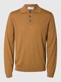 Selected 100% MERINO WOOL KNITTED POLO SHIRT, Chipmunk, highres - 16097823_Chipmunk_001.jpg
