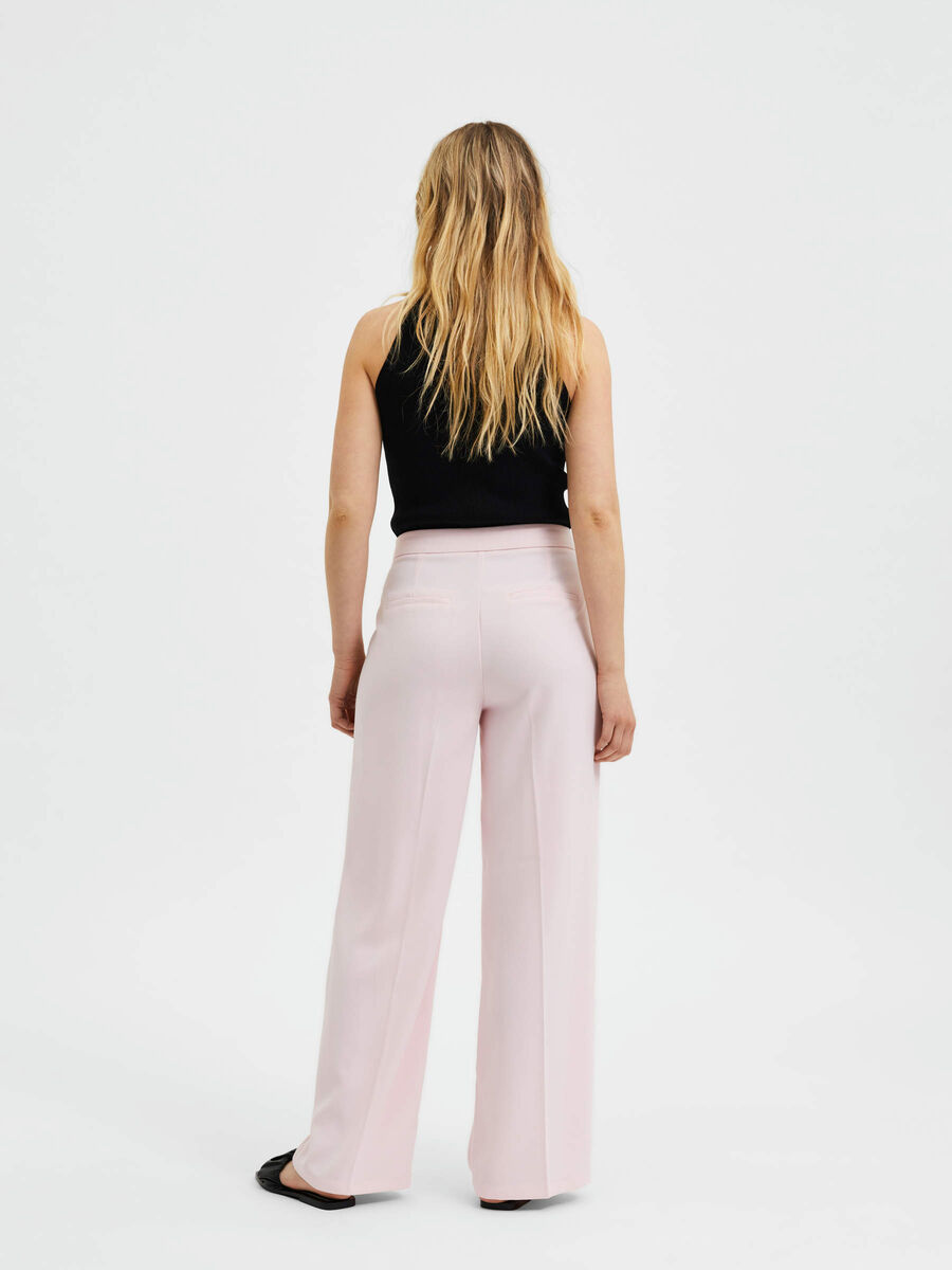 Selected MID WAIST WIDE LEG - TROUSERS, Chalk Pink, highres - 16071485_ChalkPink_004.jpg