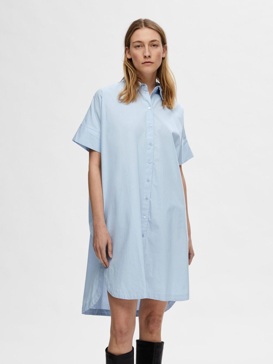 Selected COTTON SHIRT DRESS, Cashmere Blue, highres - 16092160_CashmereBlue_003.jpg