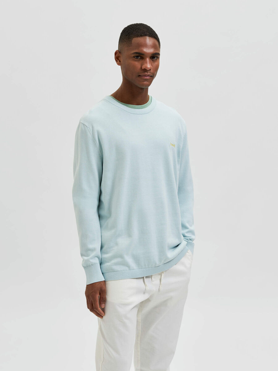 Selected LANGÄRMELIGER STRICKPULLOVER, Pastel Blue, highres - 16083961_PastelBlue_003.jpg