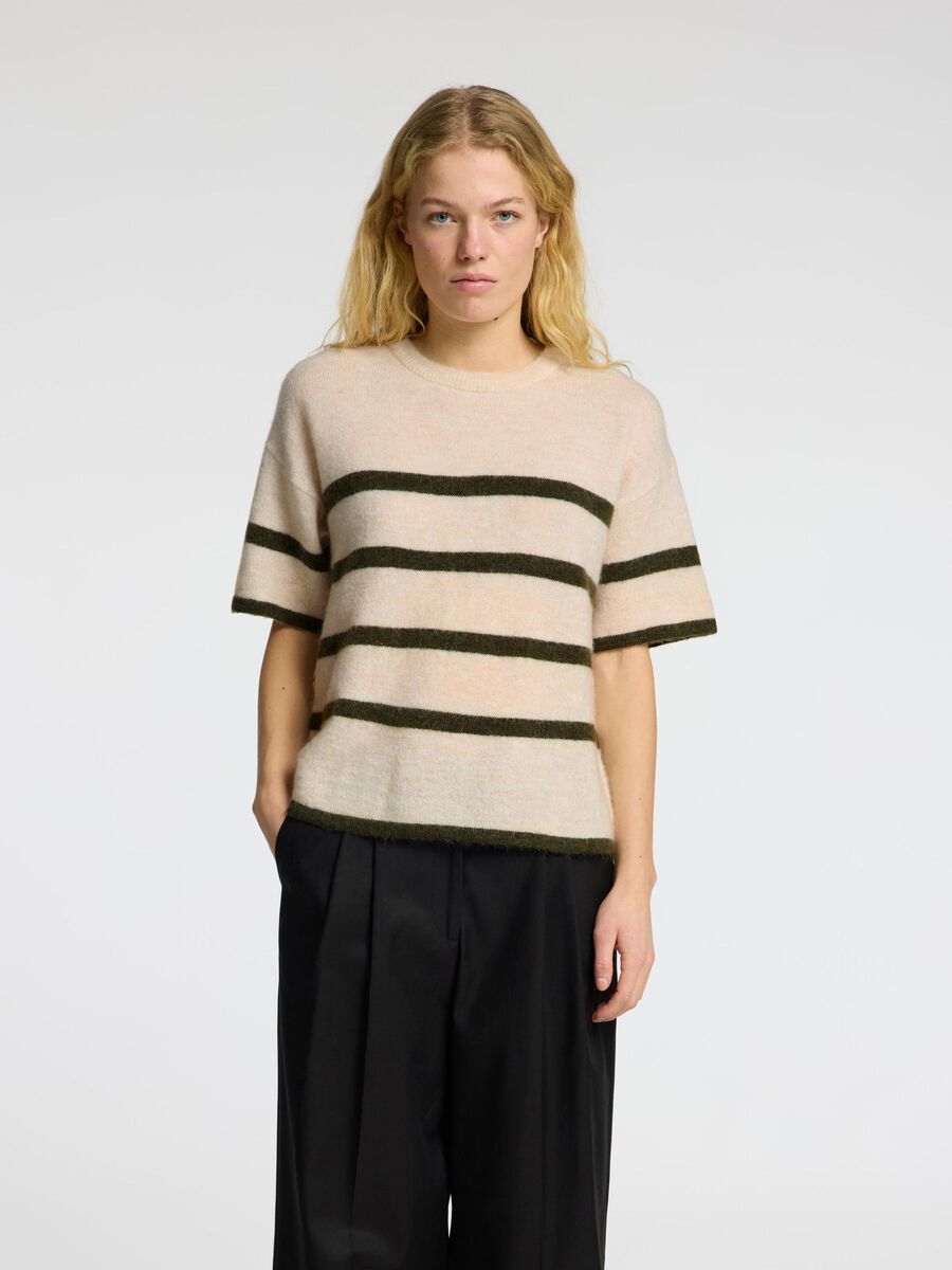 Selected SHORT-SLEEVED WOOL BLEND TOP, Birch, highres - 16093048_Birch_1156507_003.jpg
