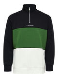 Selected HALF ZIP SWEATSHIRT, Black, highres - 16084758_Black_001.jpg