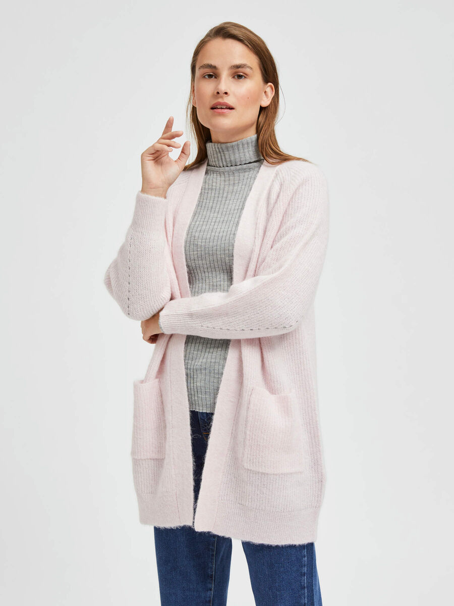 Pink Petite Open Front Cardigan Selected