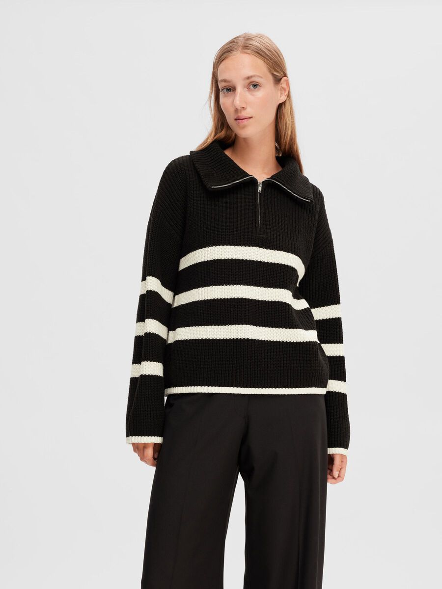 Selected HALF-ZIP PULLOVER, Black, highres - 16091980_Black_1069321_003.jpg