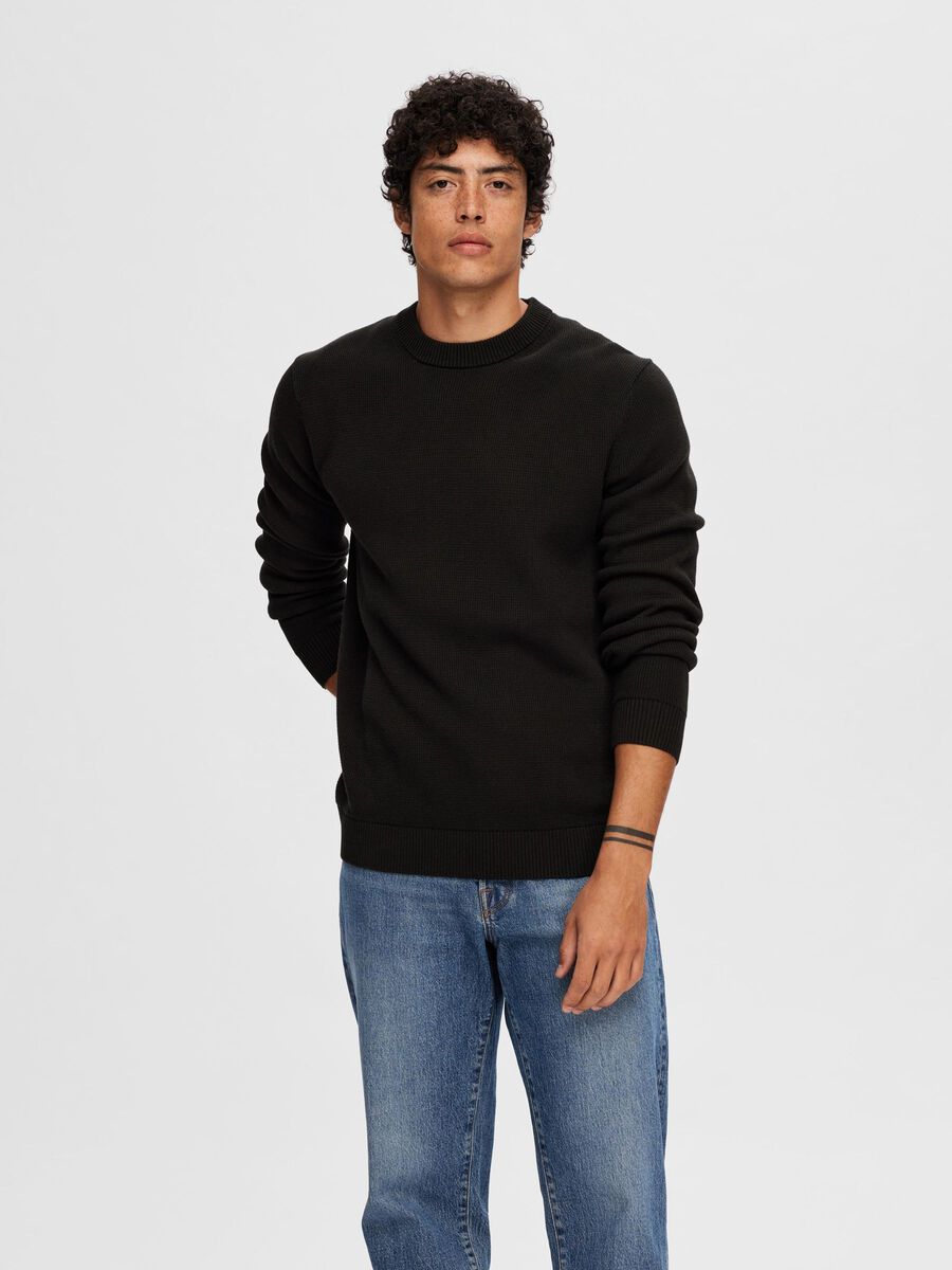 Selected CREWNECK JUMPER, Black, highres - 16092599_Black_003.jpg