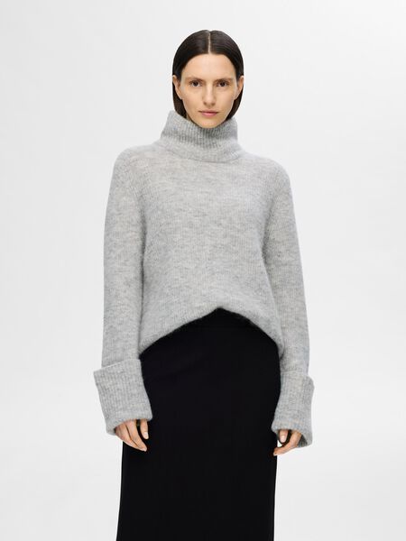 Selected ROLL NECK WOOL BLEND JUMPER, Light Grey Melange, highres - 16094526_LightGreyMelange_003.jpg