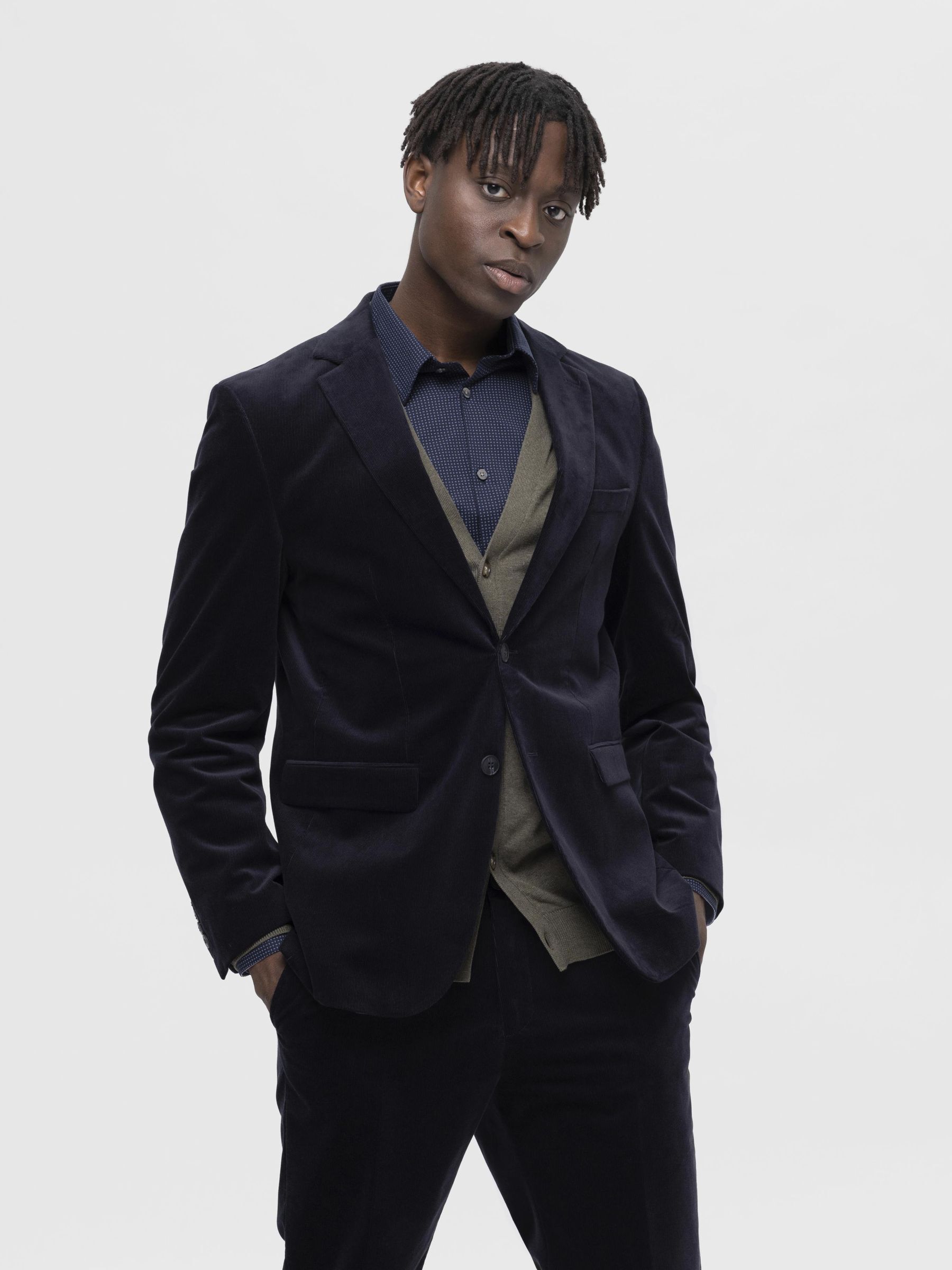 Blue cord blazer deals