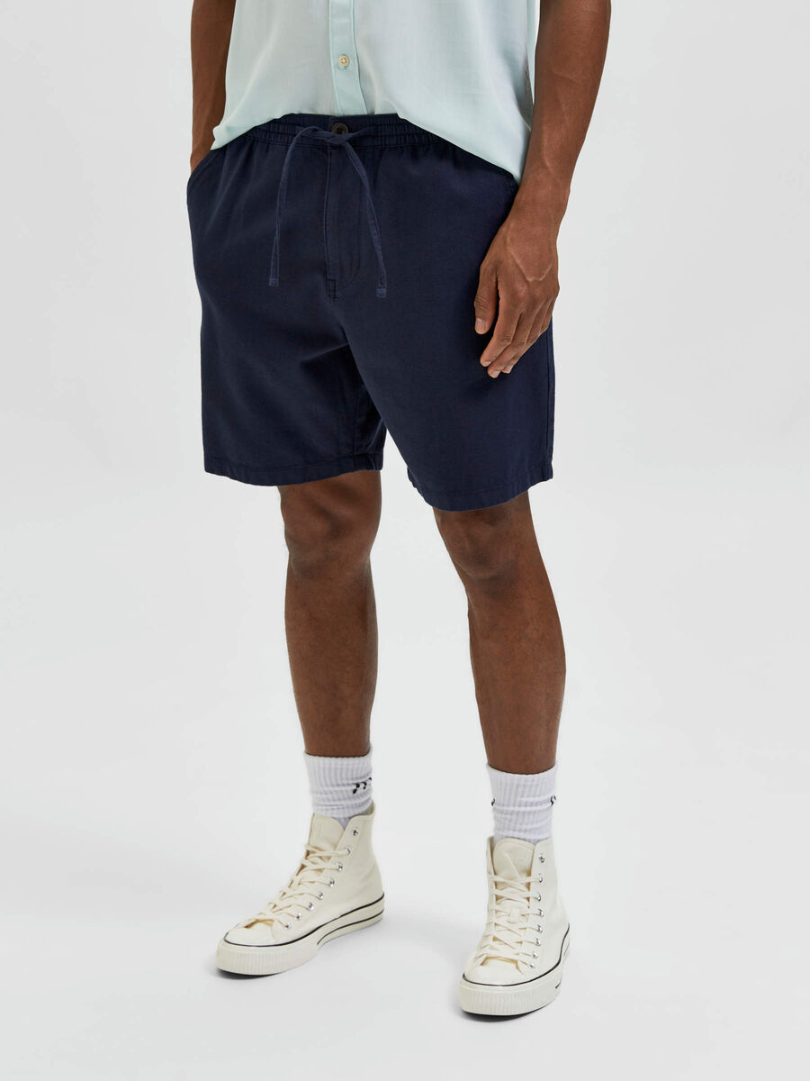 Selected LINEN BLEND SHORTS, Sky Captain, highres - 16083582_SkyCaptain_003.jpg