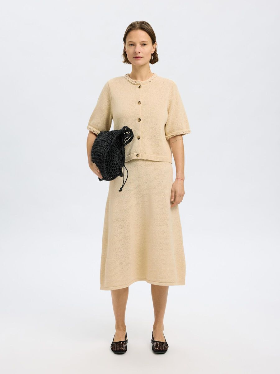 Selected SHORT SLEEVED KNITTED CARDIGAN, Birch, highres - 16097491_Birch_005.jpg