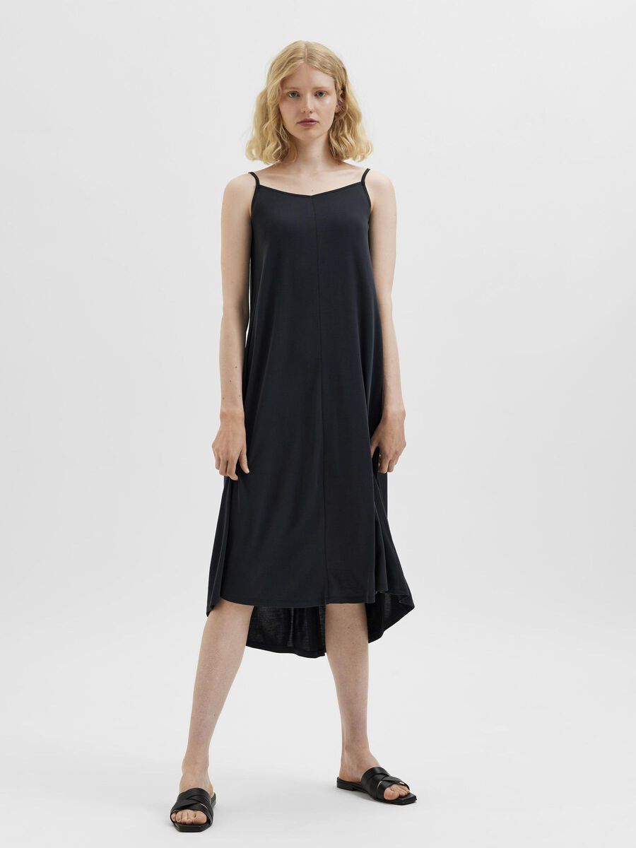 Selected PETITE ZACHT ASYMMETRISCH BANDJE JURK, Black, highres - 16080739_Black_003.jpg