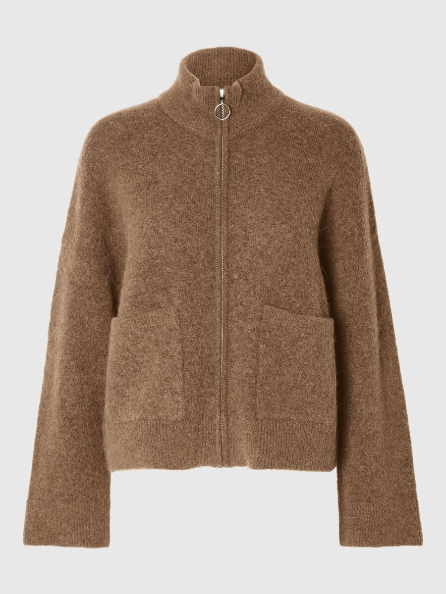 Selected WOOL BLEND CARDIGAN, Coca Mocha, highres - 16091220_CocaMocha_1062011_001.jpg