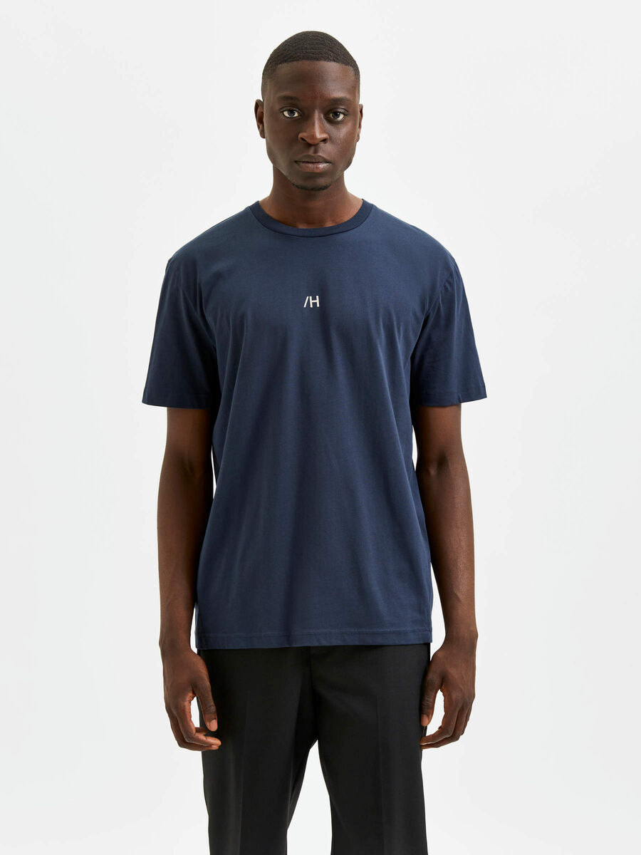 Selected SHORTSLEEVE T-SHIRT, Dark Sapphire, highres - 16081955_DarkSapphire_003.jpg