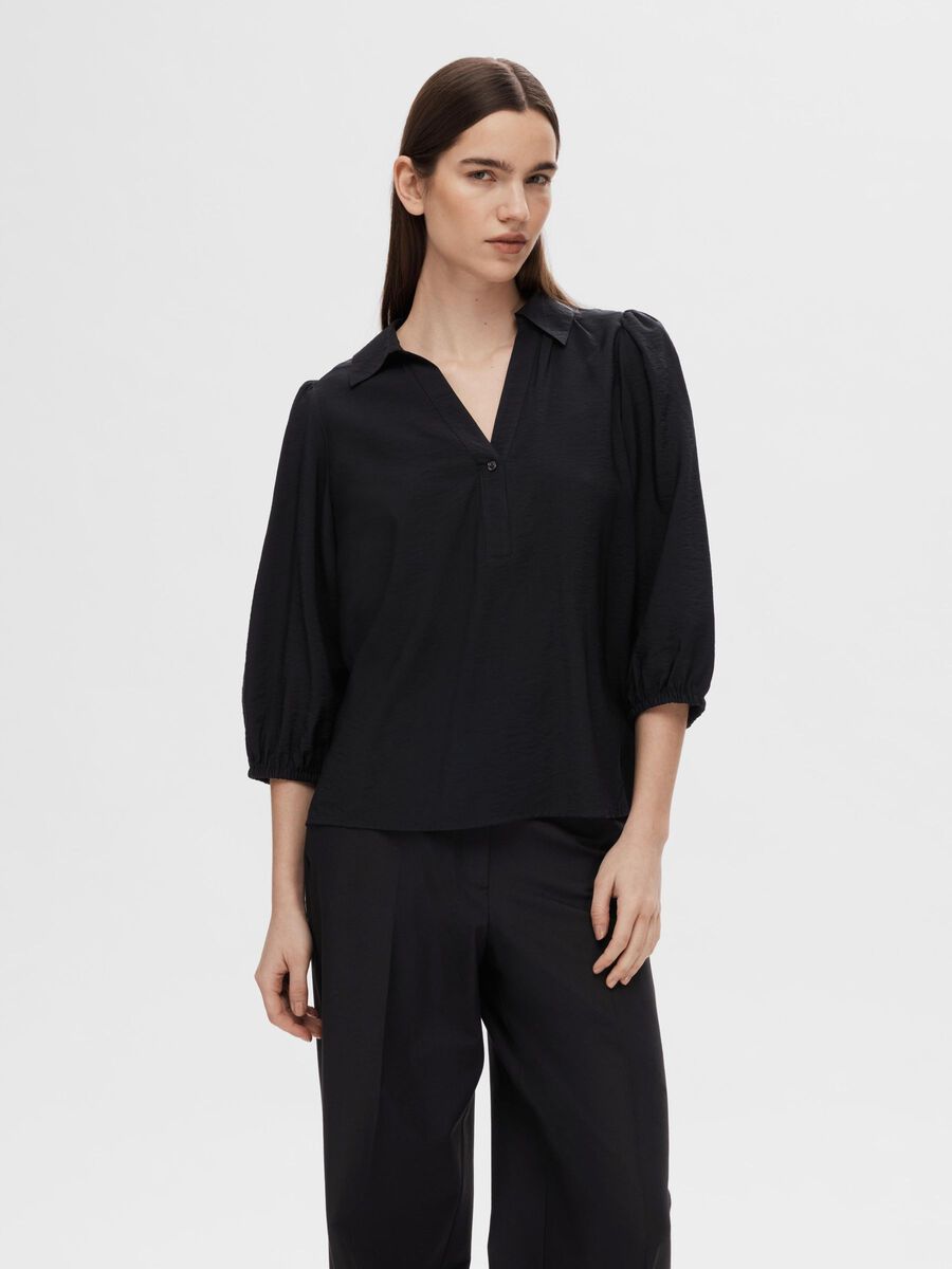 Selected VISCOSE BLEND BLOUSE, Black, highres - 16094494_Black_003.jpg