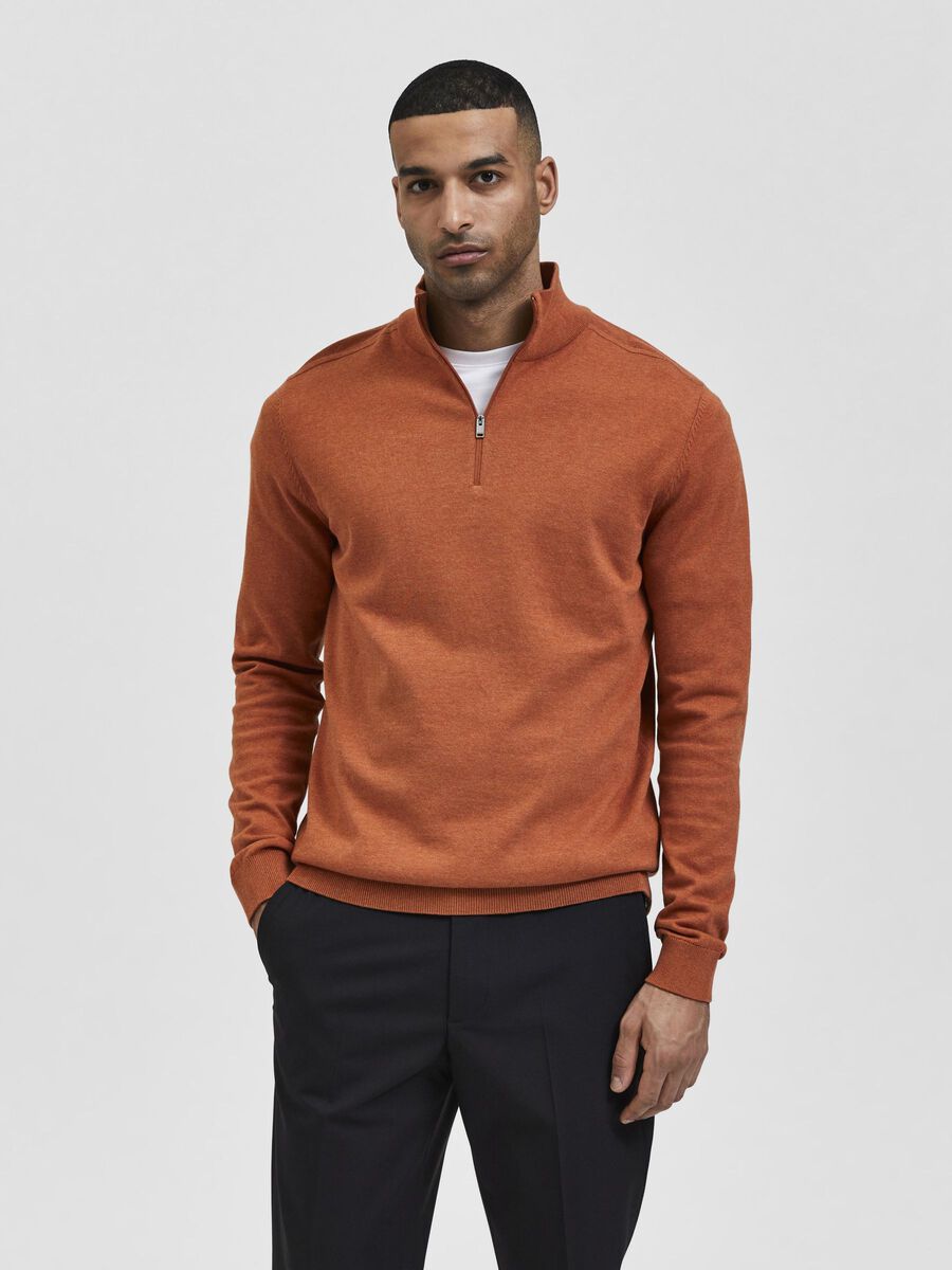 Selected HALF ZIP - KNITTED CARDIGAN, Bombay Brown, highres - 16074687_BombayBrown_779218_003.jpg
