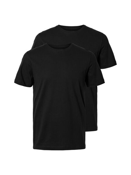 Selected 2-PACK COTTON T-SHIRT, Black, highres - 16094135_Black_003.jpg