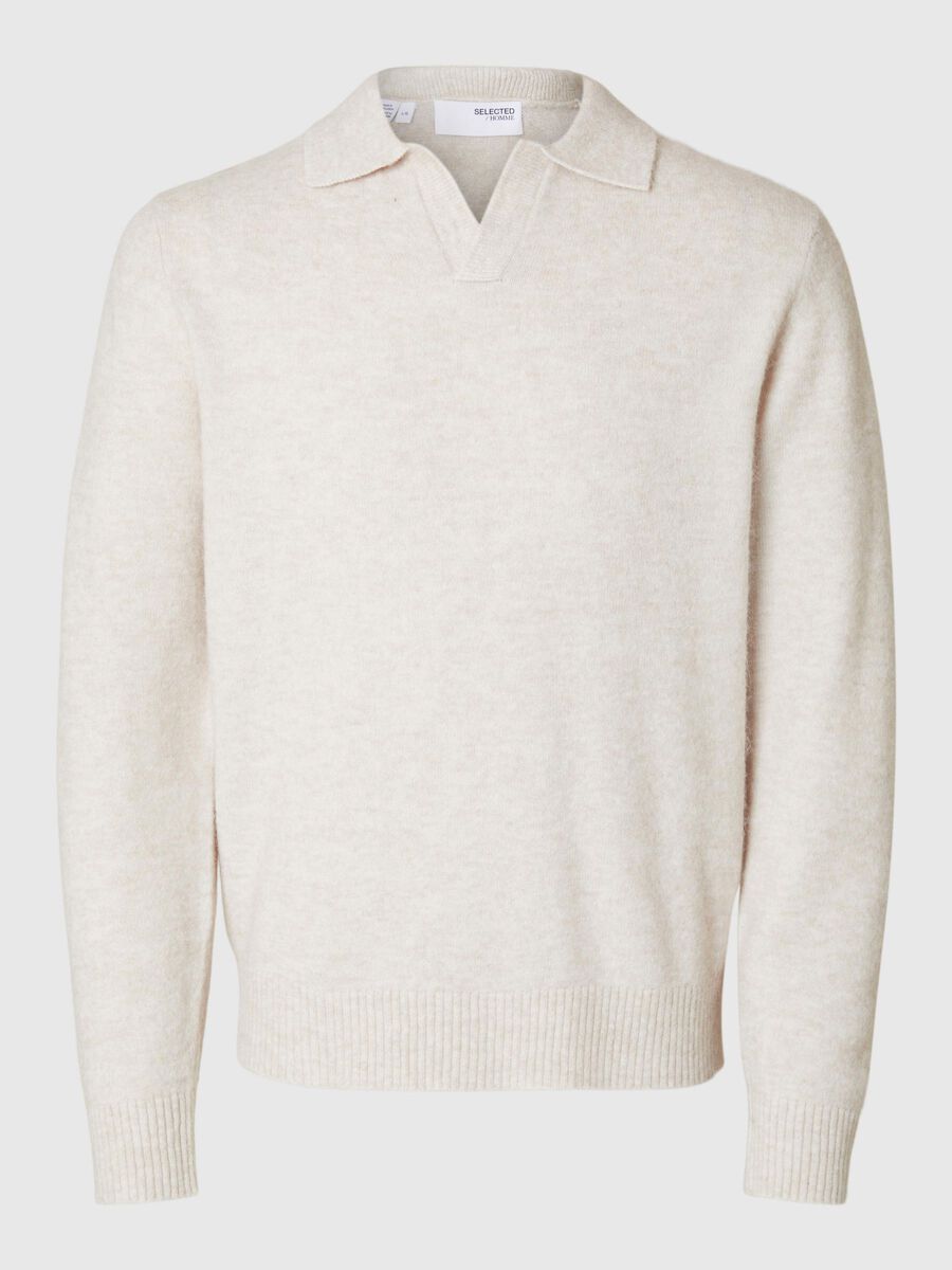 Selected STRICK POLO SHIRT, Oatmeal, highres - 16094572_Oatmeal_1121451_001.jpg