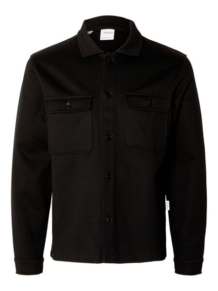 Selected LONG SLEEVED OVERSHIRT, Black, highres - 16088535_Black_001.jpg