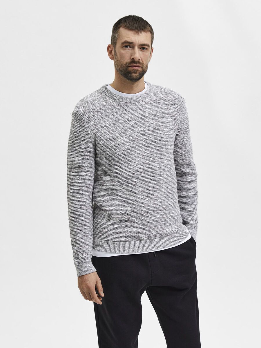 Selected CREW NECK GEBREIDE TRUI, Marshmallow, highres - 16059390_Marshmallow_605104_003.jpg