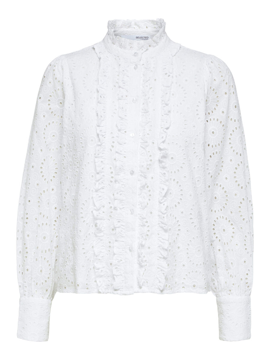 Selected BRODERIE ANGLAISE SHIRT, Snow White, highres - 16084983_SnowWhite_001.jpg